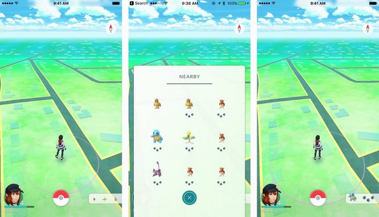 Использование Nearby в игре Pokemon Go